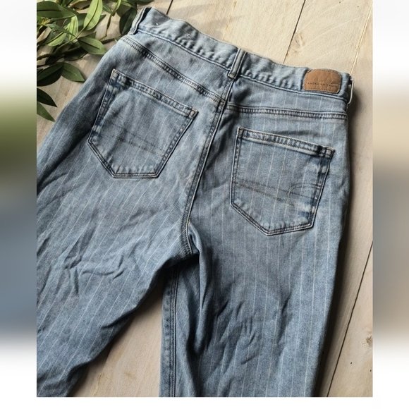 American Eagle Pinstriped Denim Blue Jeans High-rise Size 4 Short - Picture 7 of 10